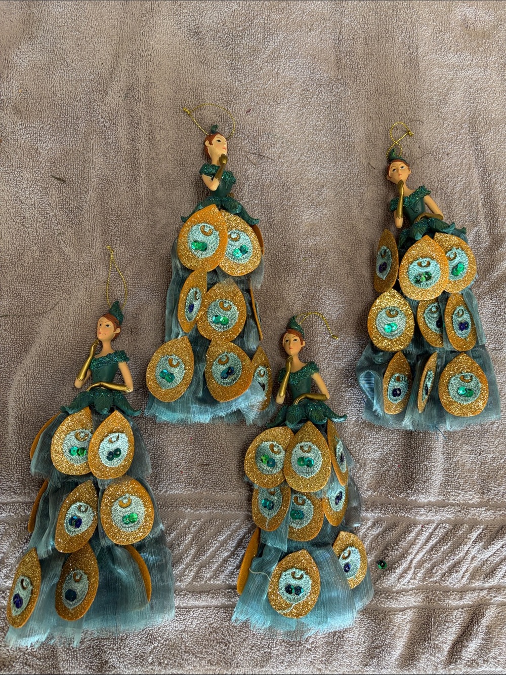Holiday Lane Elf Peacock Ornaments